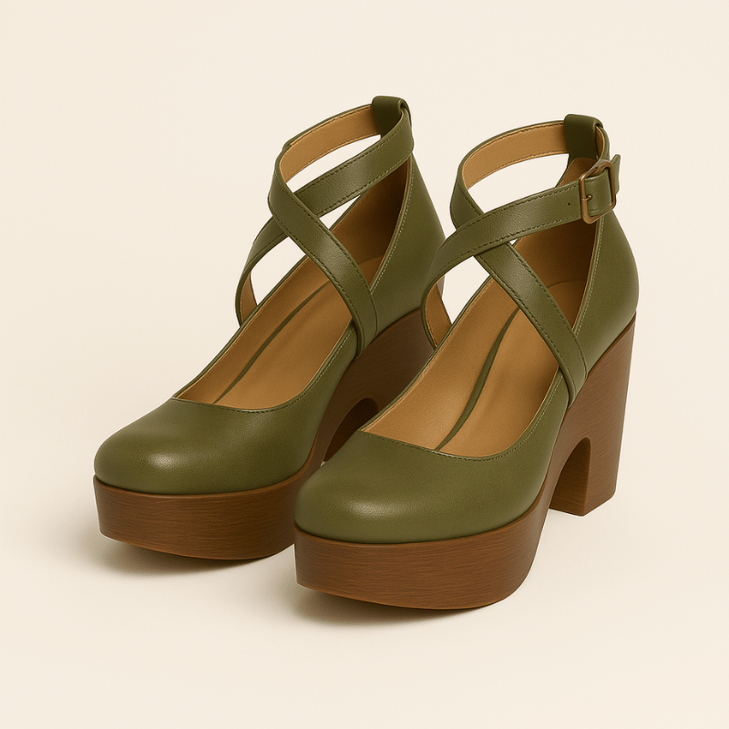 Moderne Damen-Plateausandaletten aus Leder mit verstellbarem Riemen