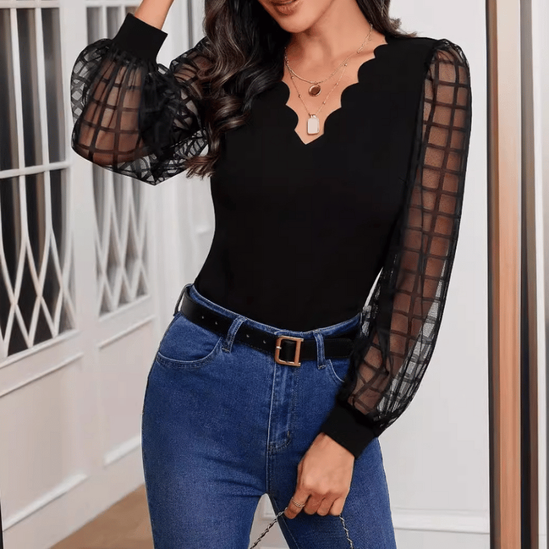 Elegante Damen-Oberteile mit transparenten Ärmeln