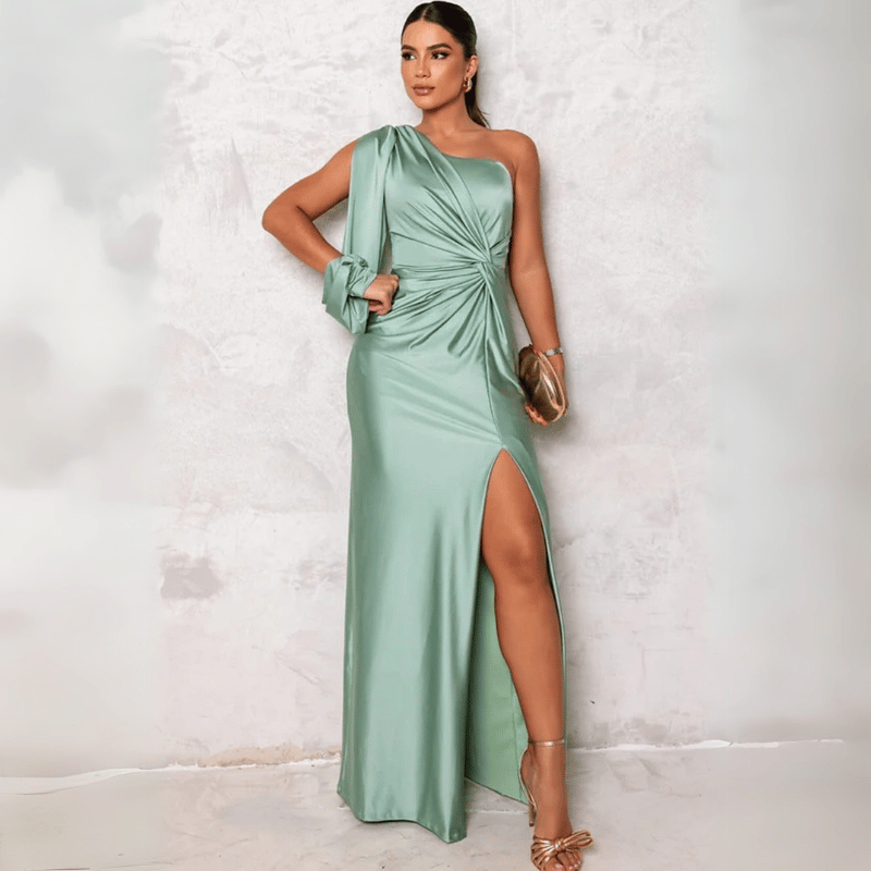 Maxikleid mit Ein-Schulter-Ärmel für Damen