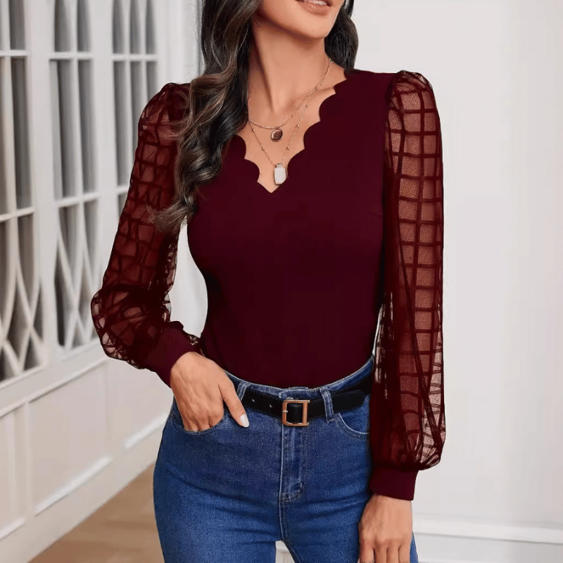 Elegante Damen-Oberteile mit transparenten Ärmeln
