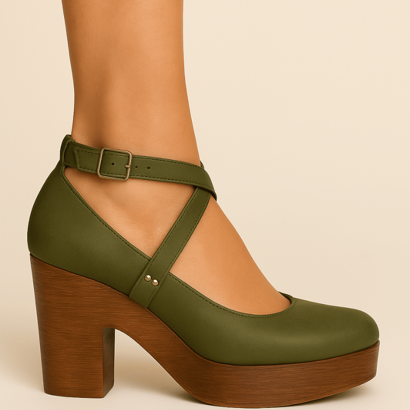 Moderne Damen-Plateausandaletten aus Leder mit verstellbarem Riemen