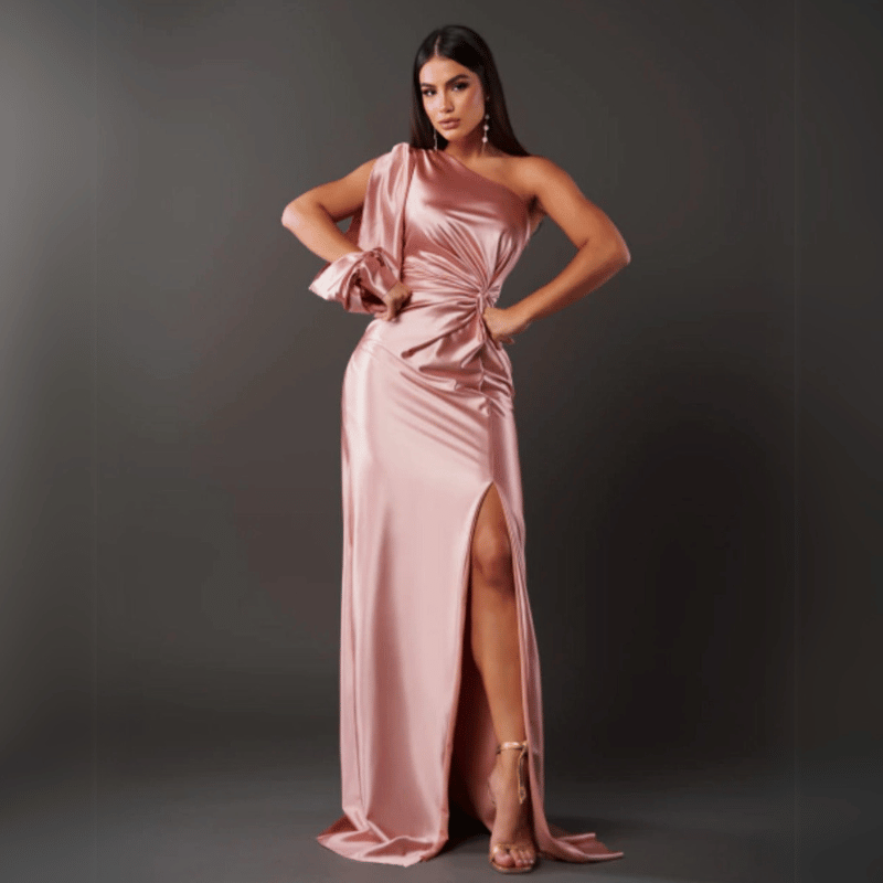 Maxikleid mit Ein-Schulter-Ärmel für Damen