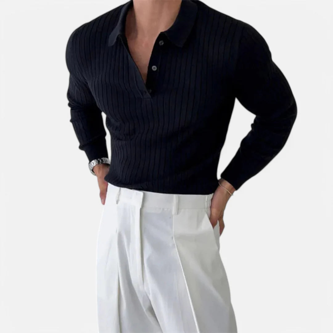 Gestreiftes Strickpolo für Herren