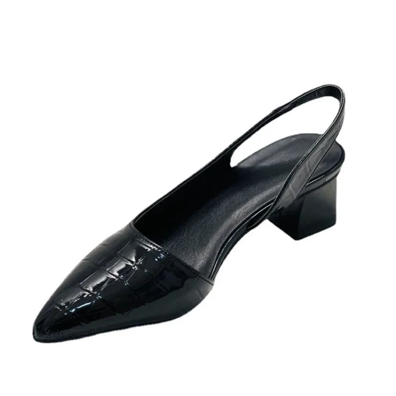 Bequeme Slingback-Pumps mit Kroko-Muster und Blockabsatz für Damen