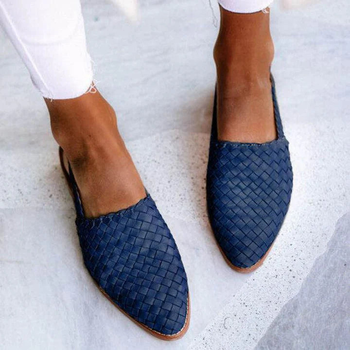 Elegante Geflochtene Ledermokassins für Damen