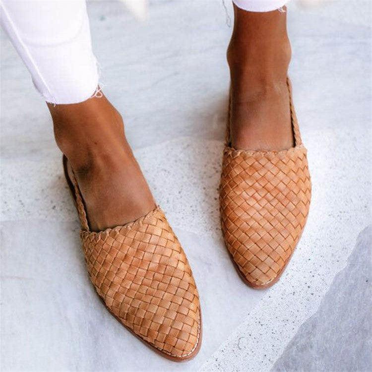 Elegante Geflochtene Ledermokassins für Damen