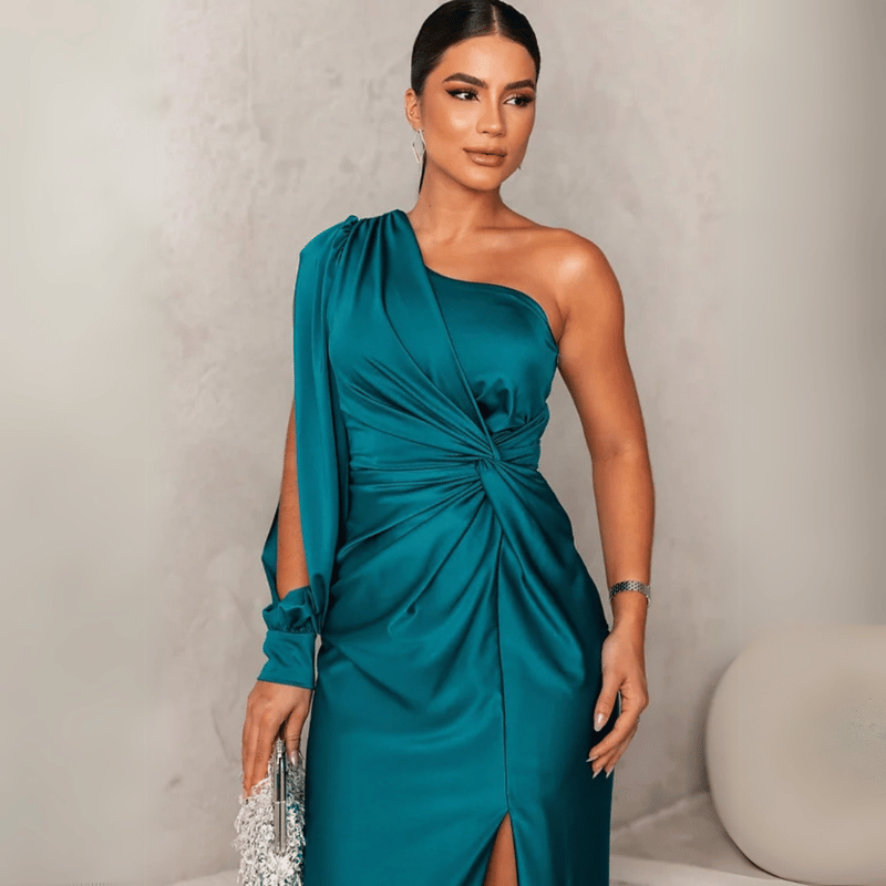 Maxikleid mit Ein-Schulter-Ärmel für Damen
