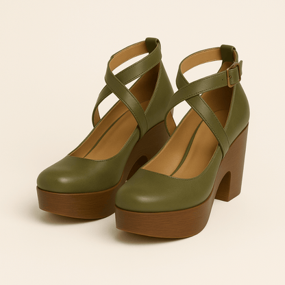 Moderne Damen-Plateausandaletten aus Leder mit verstellbarem Riemen