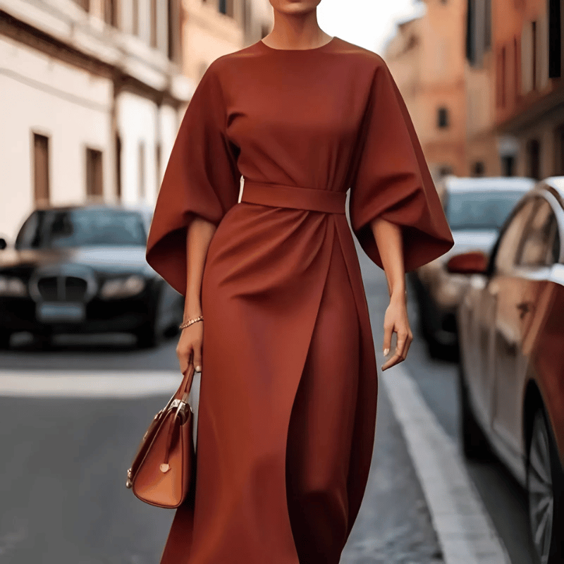 Raffiniertes Gürtel-Midikleid für Damen