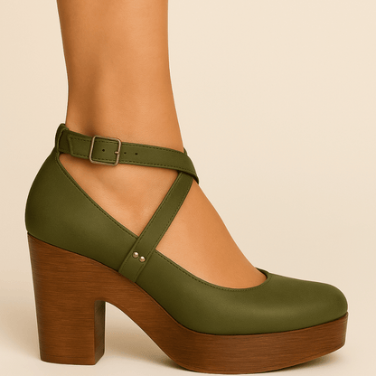 Moderne Damen-Plateausandaletten aus Leder mit verstellbarem Riemen
