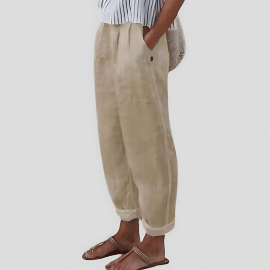Leichte Damenhose mit gefaltetem Saum