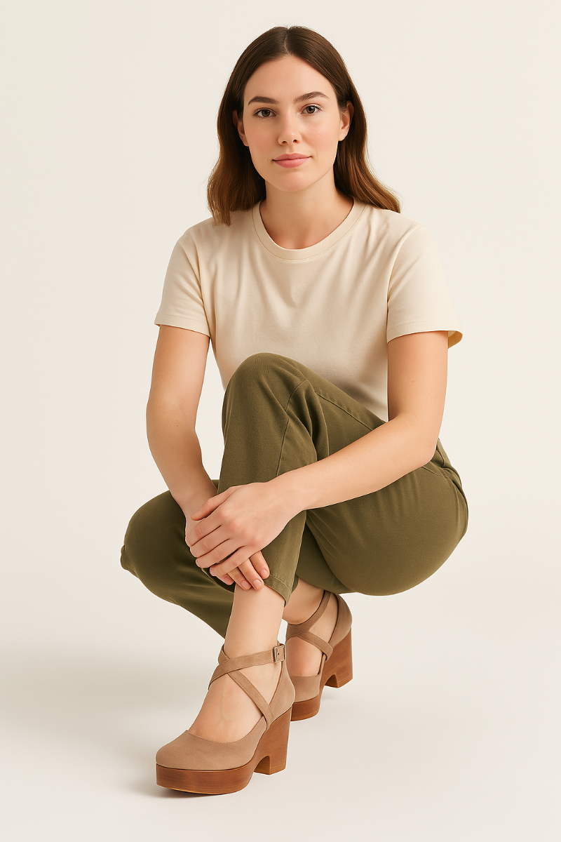 Moderne Damen-Plateausandaletten aus Leder mit verstellbarem Riemen
