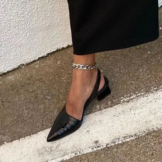 Bequeme Slingback-Pumps mit Kroko-Muster und Blockabsatz für Damen