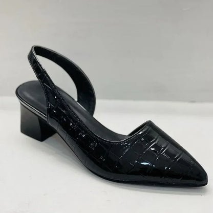 Bequeme Slingback-Pumps mit Kroko-Muster und Blockabsatz für Damen