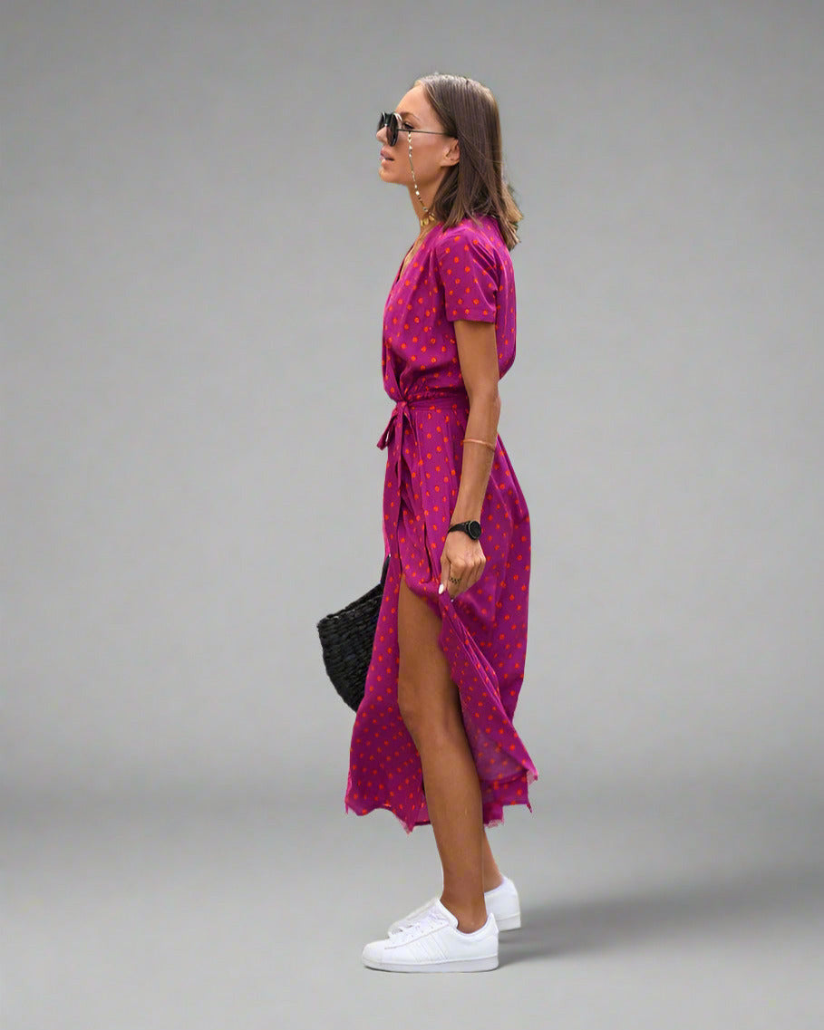 Schmeichelndes V-Ausschnitt-Kleid für Damen