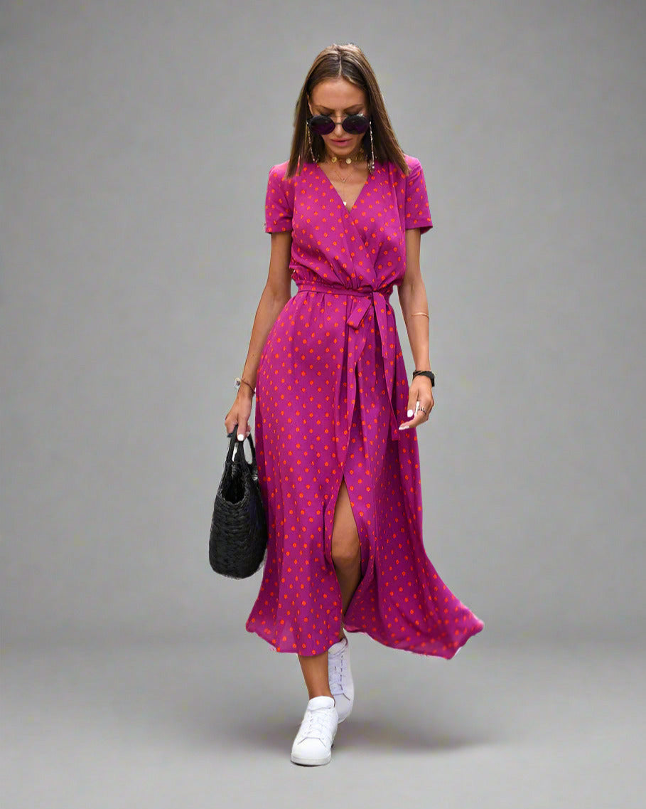 Schmeichelndes V-Ausschnitt-Kleid für Damen