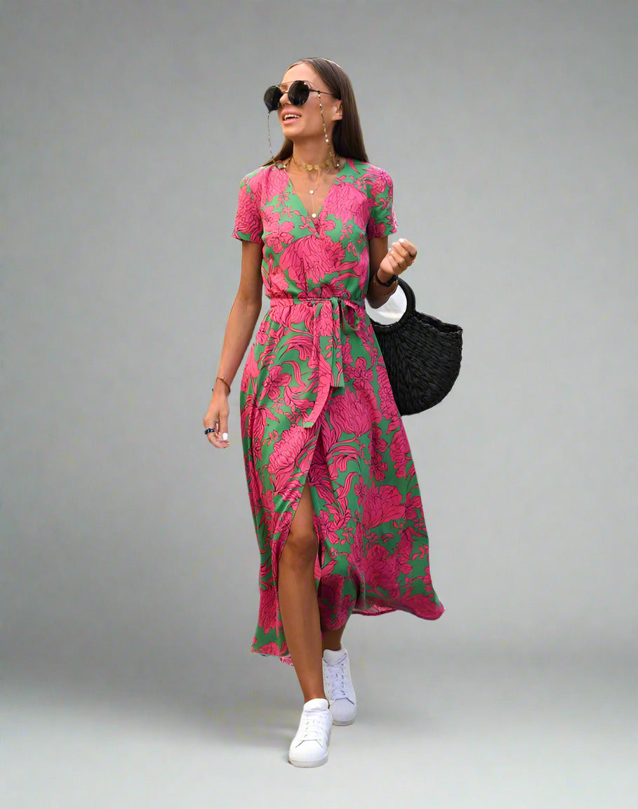 Schmeichelndes V-Ausschnitt-Kleid für Damen