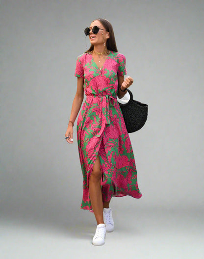 Schmeichelndes V-Ausschnitt-Kleid für Damen