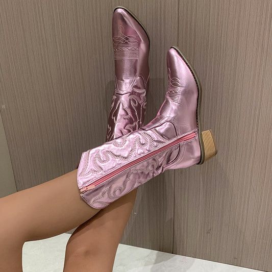 Elegante Metallic-Cowboystiefel für Damen